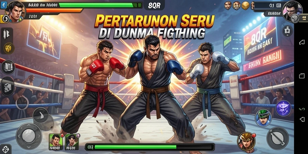 Tampilan gameplay <strong>8QR</strong> yang mendebarkan dengan aksi pertarungan intens.