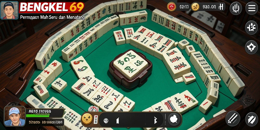 Tampilan gameplay seru di BENGKEL69, penuh tantangan Mahjong.