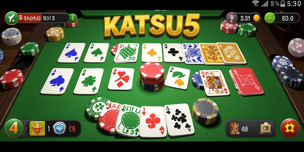 Screenshot gameplay KATSU5 menampilkan suasana seru permainan Gaple.