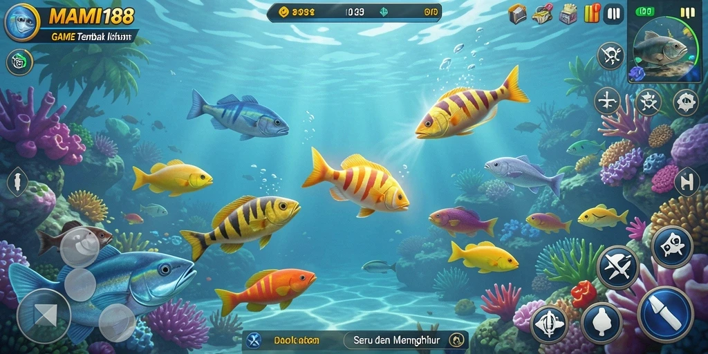 Screenshot gameplay menembak ikan di MAMI188 yang menegangkan.