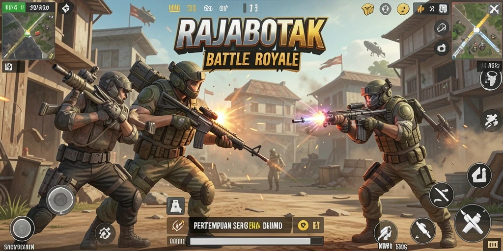 Screenshot utama RAJABOTAK menampilkan aksi pertempuran yang mendebarkan.
